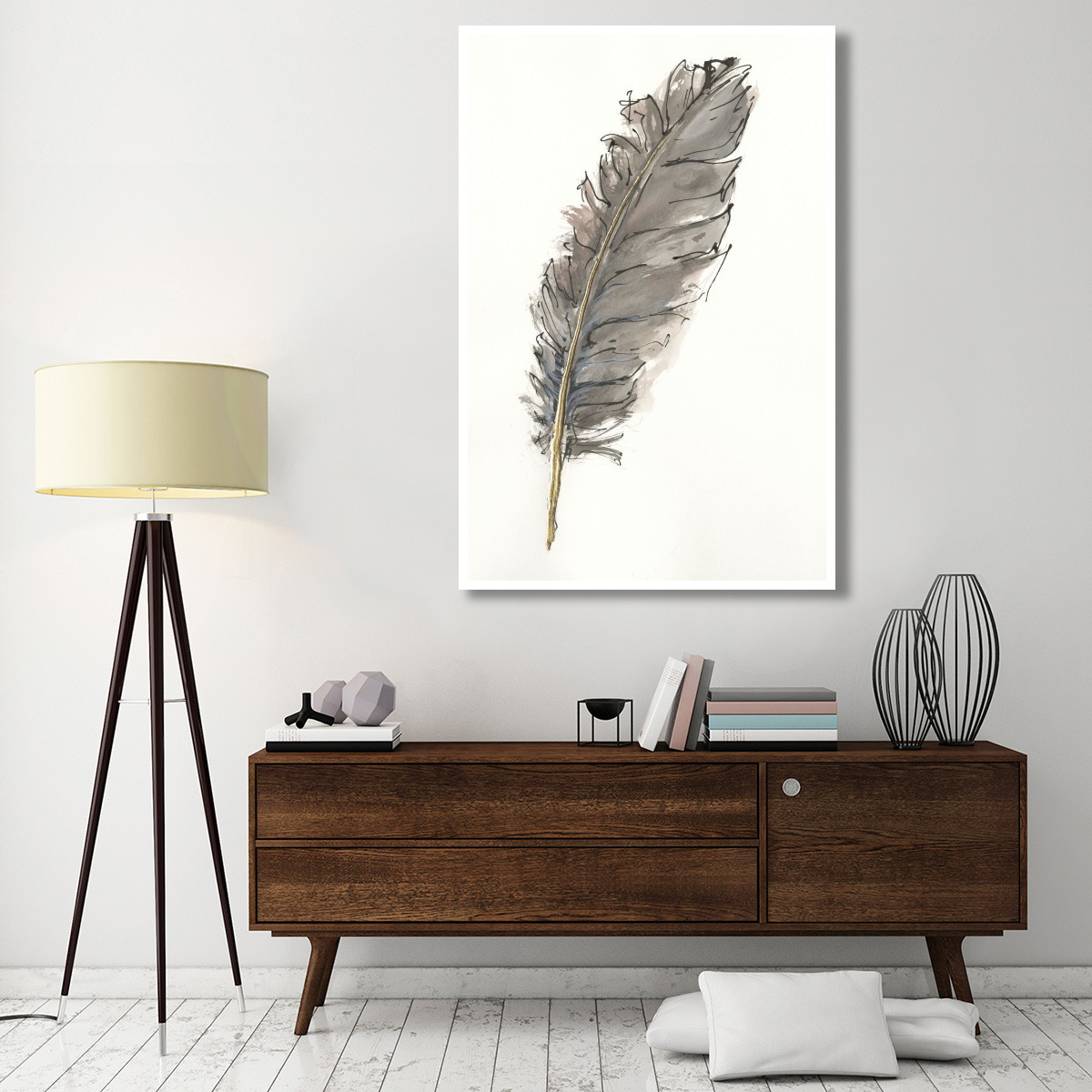 Gold Feathers VII -Paper Art-42&quotx62"