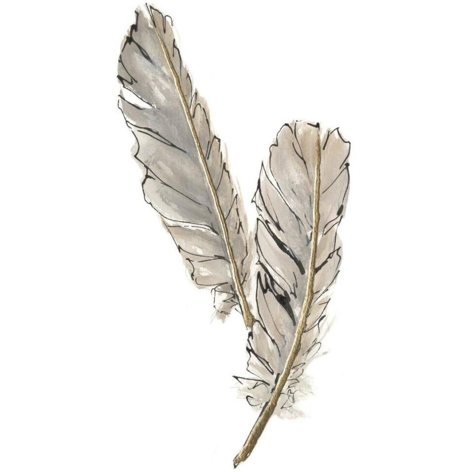 Gold Feathers VIII -Paper Art-15.76&quotx18"