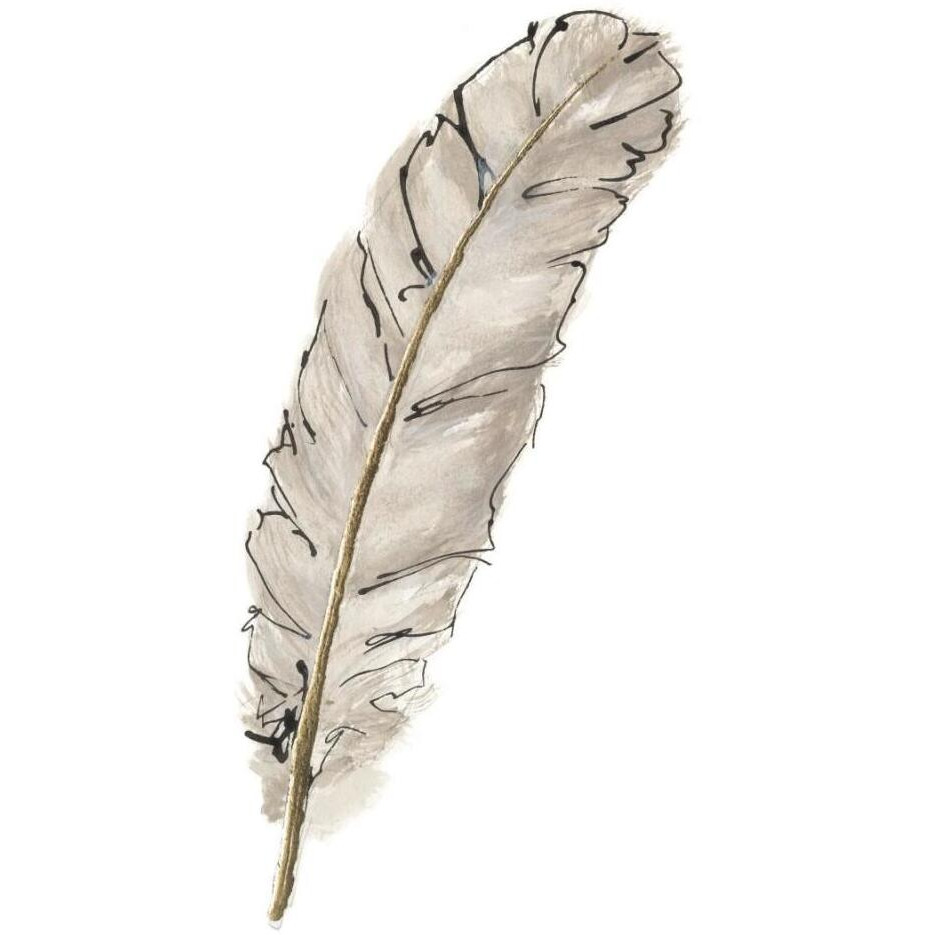 Gold Feathers IX -Paper Art-15.76&quotx18"