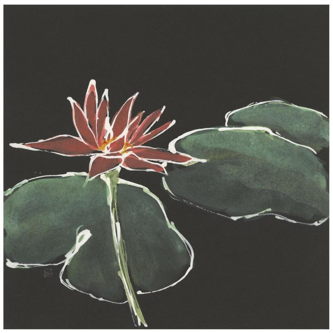 Lily on Black III -Paper Art-20&quotx20"