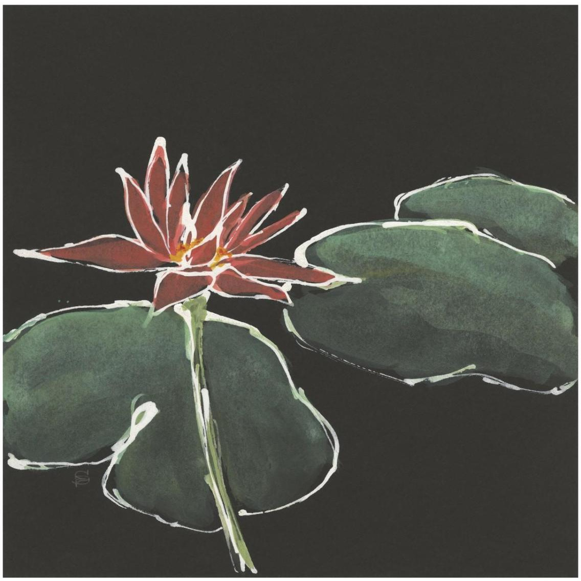 Lily on Black III -Paper Art-32&quotx32"