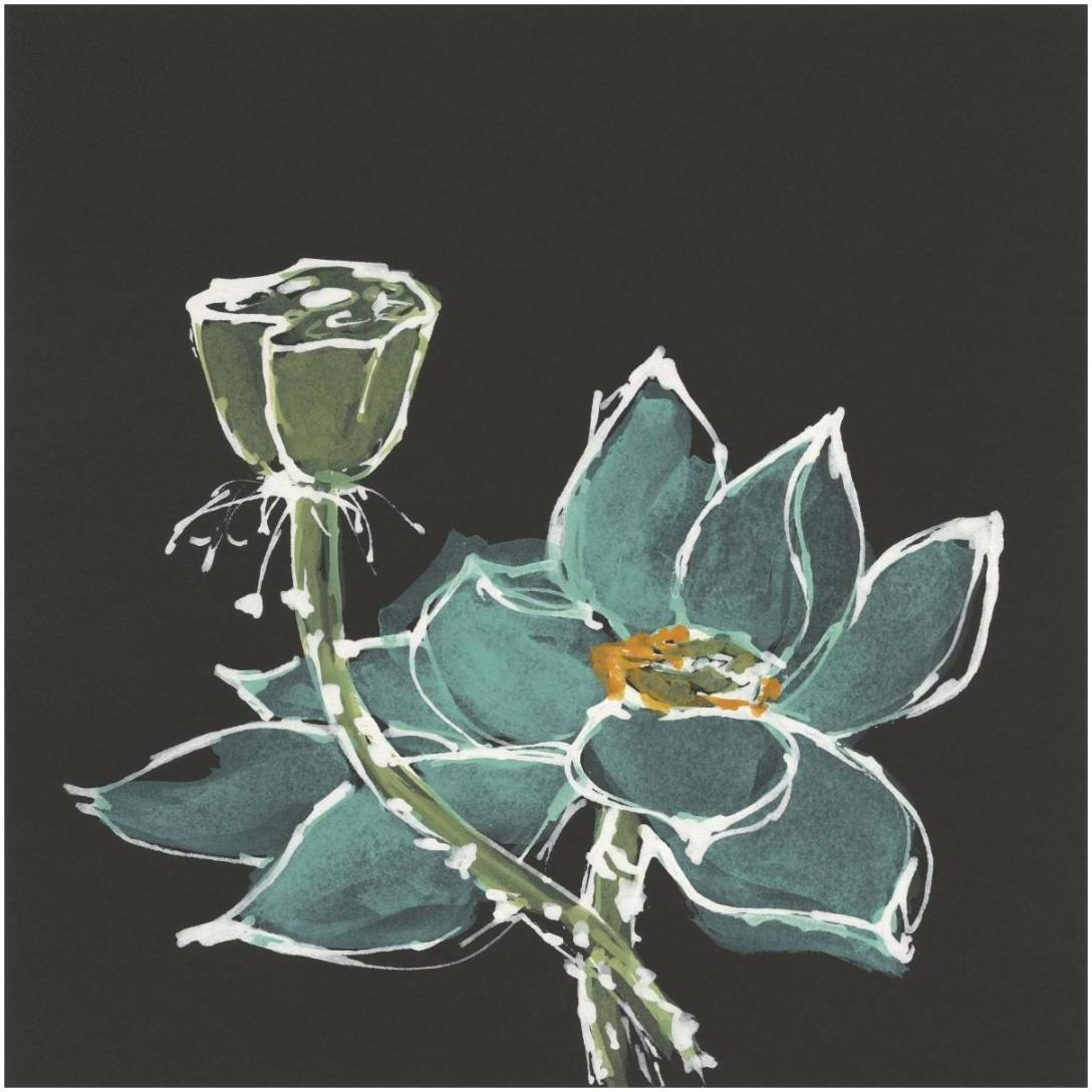 Lotus on Black I -Paper Art-20&quotx20"