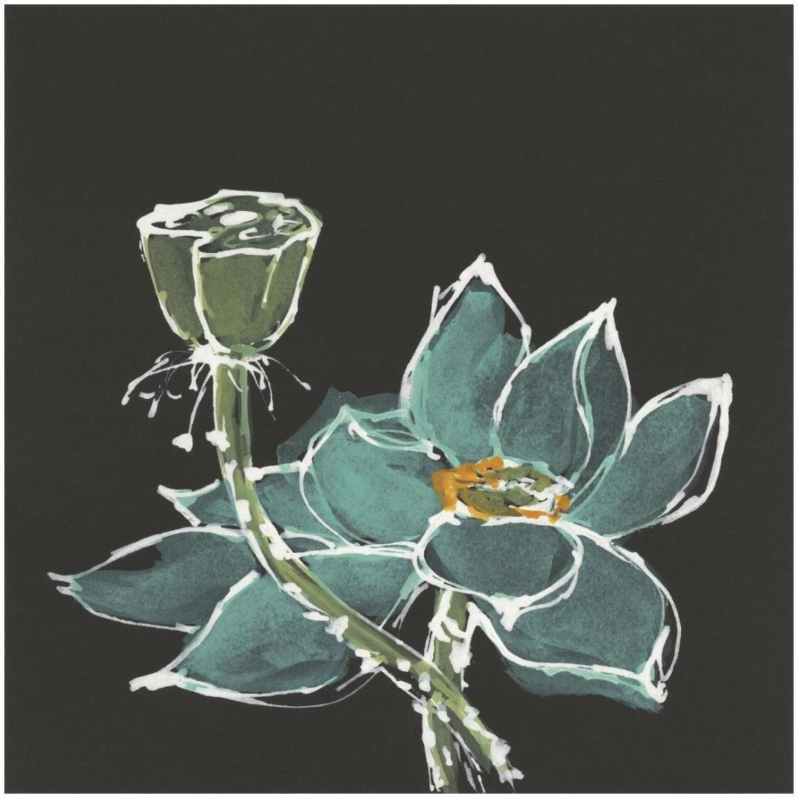 Lotus on Black I -Paper Art-26&quotx26"