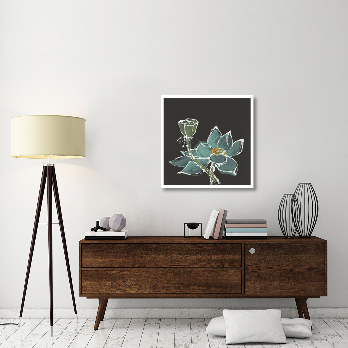 Lotus on Black I -Paper Art-32&quotx32"