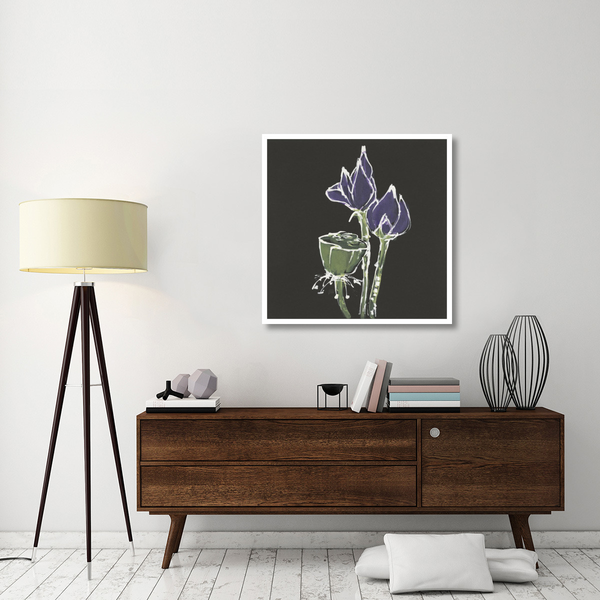 Lotus on Black II -Paper Art-38&quotx38"