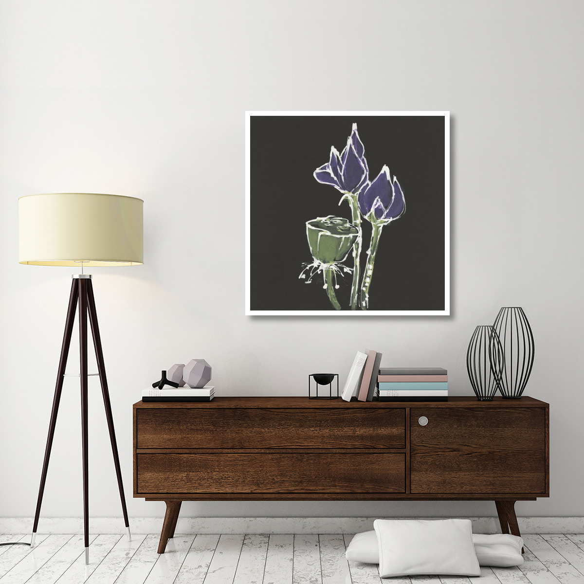 Lotus on Black II -Paper Art-42&quotx42"