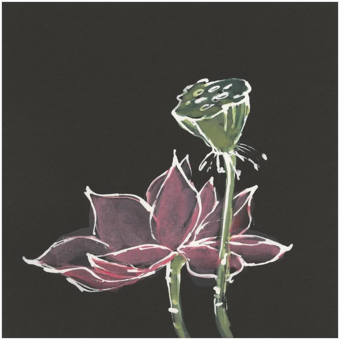 Lotus on Black III -Paper Art-26&quotx26"