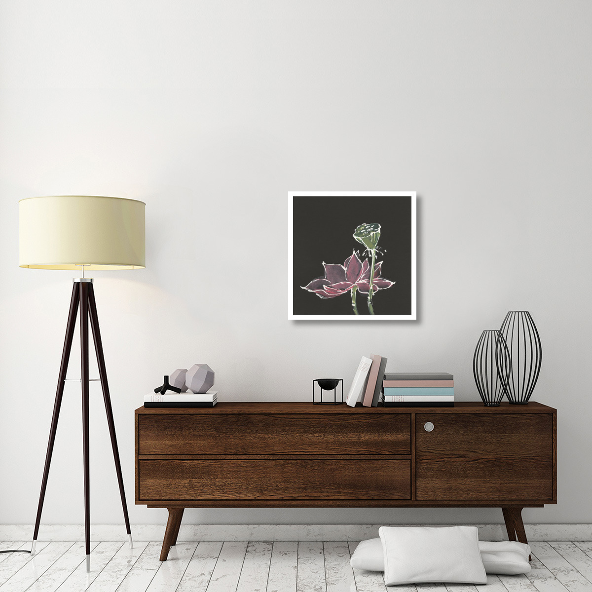 Lotus on Black III -Paper Art-26&quotx26"