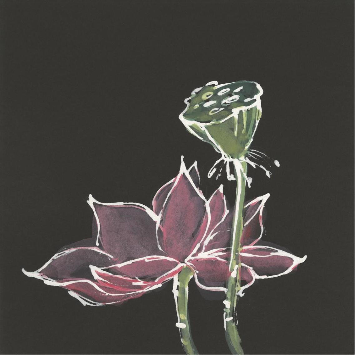 Lotus on Black III -Paper Art-38&quotx38"