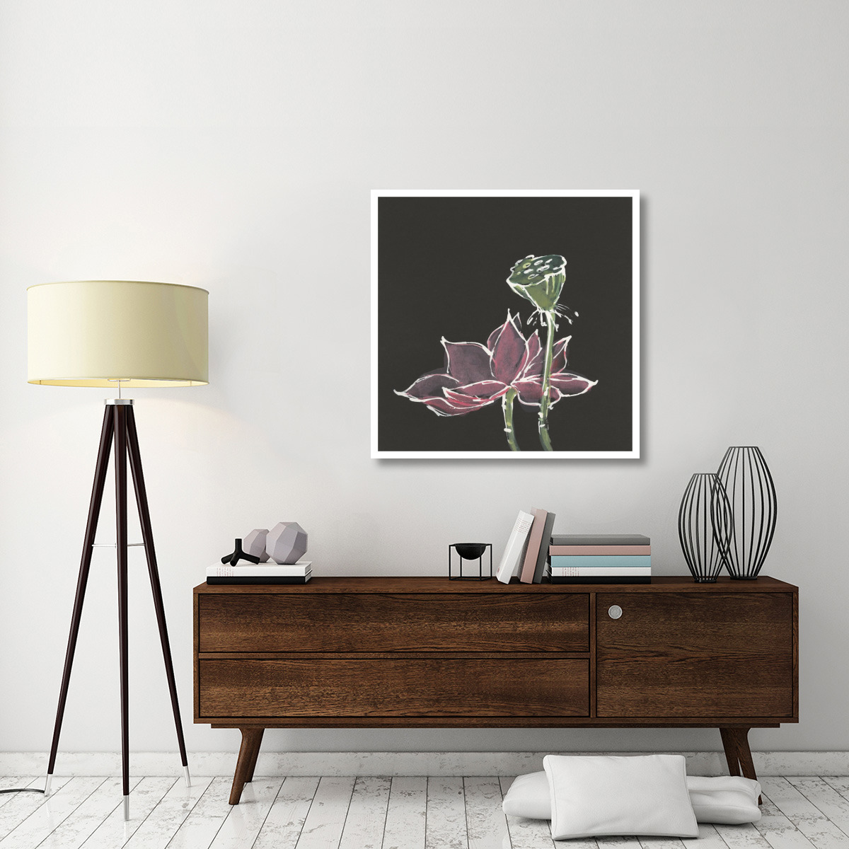 Lotus on Black III -Paper Art-38&quotx38"