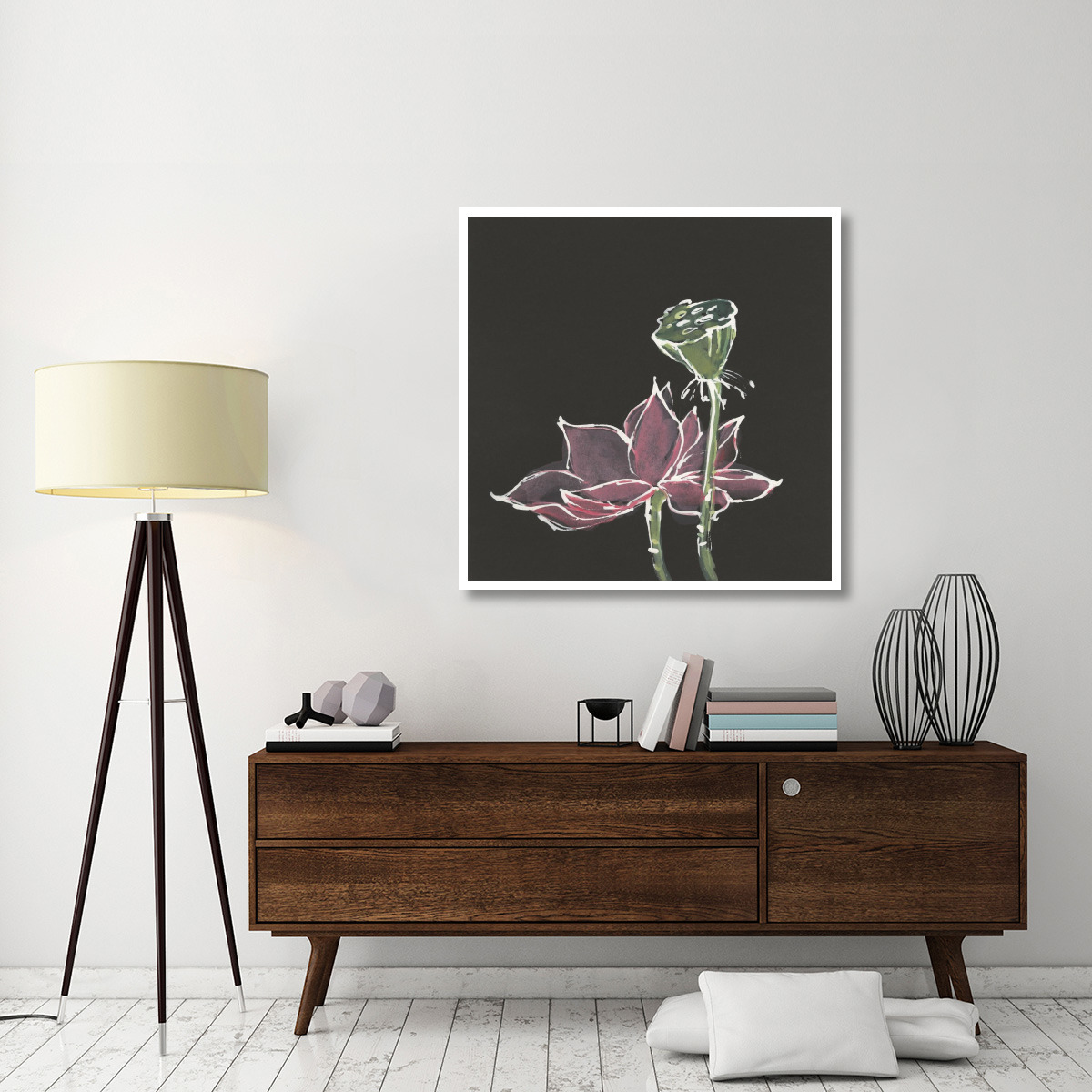 Lotus on Black III -Paper Art-42&quotx42"