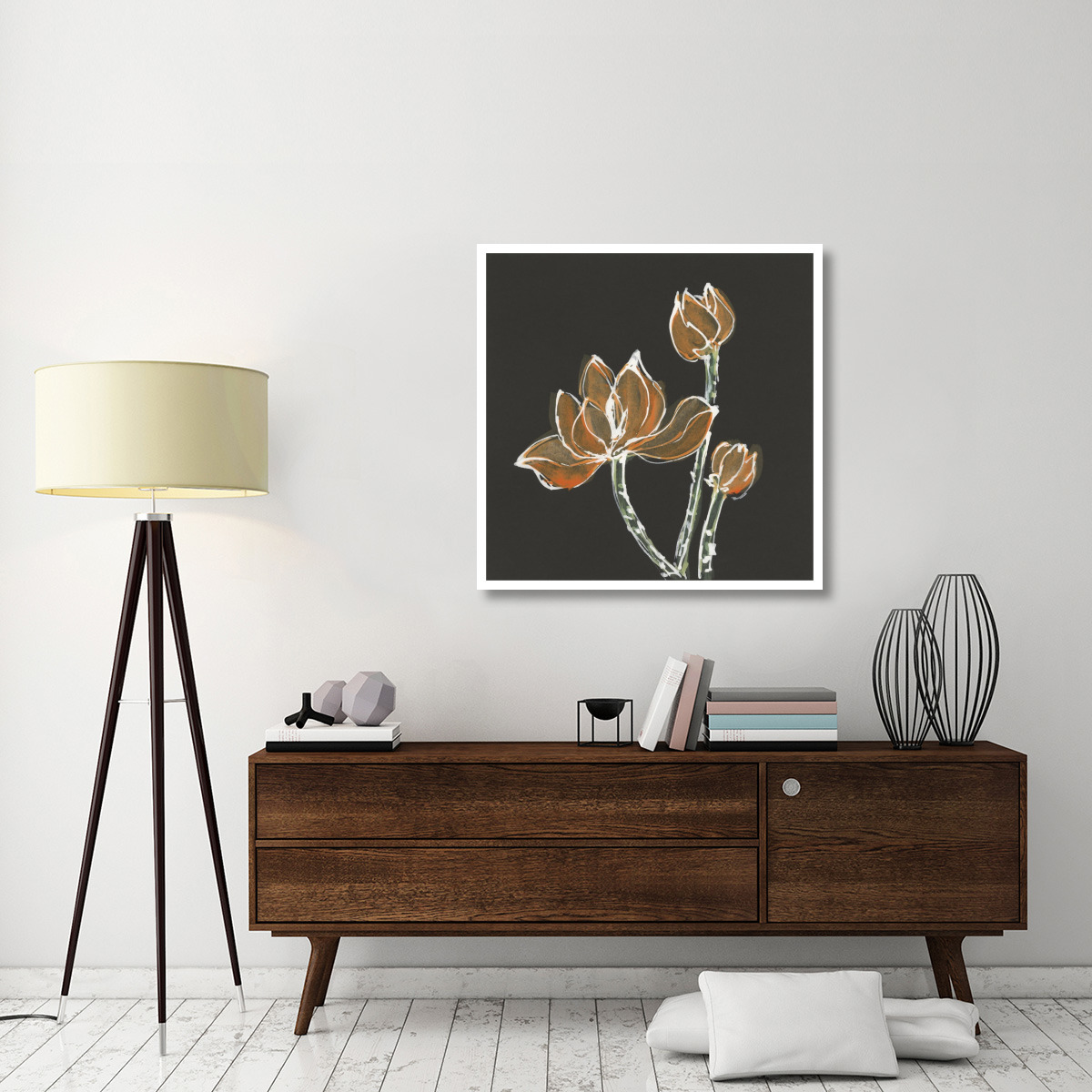 Lotus on Black IV -Paper Art-38&quotx38"