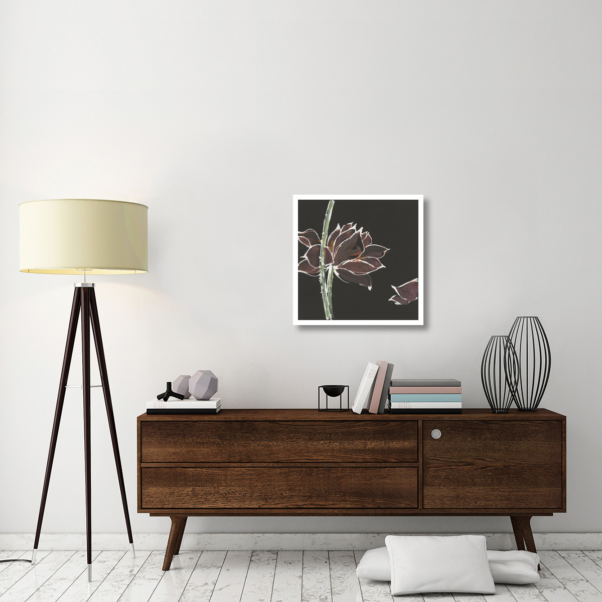 Lotus on Black V -Paper Art-26&quotx26"