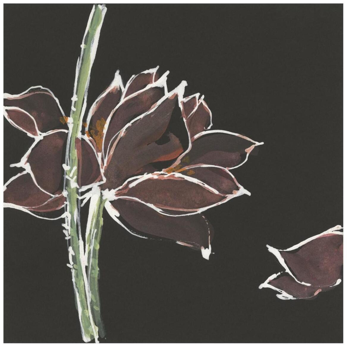 Lotus on Black V -Paper Art-42&quotx42"