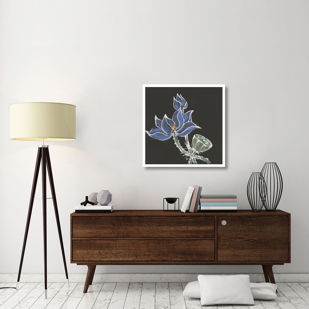 Lotus on Black VI -Paper Art-32&quotx32"