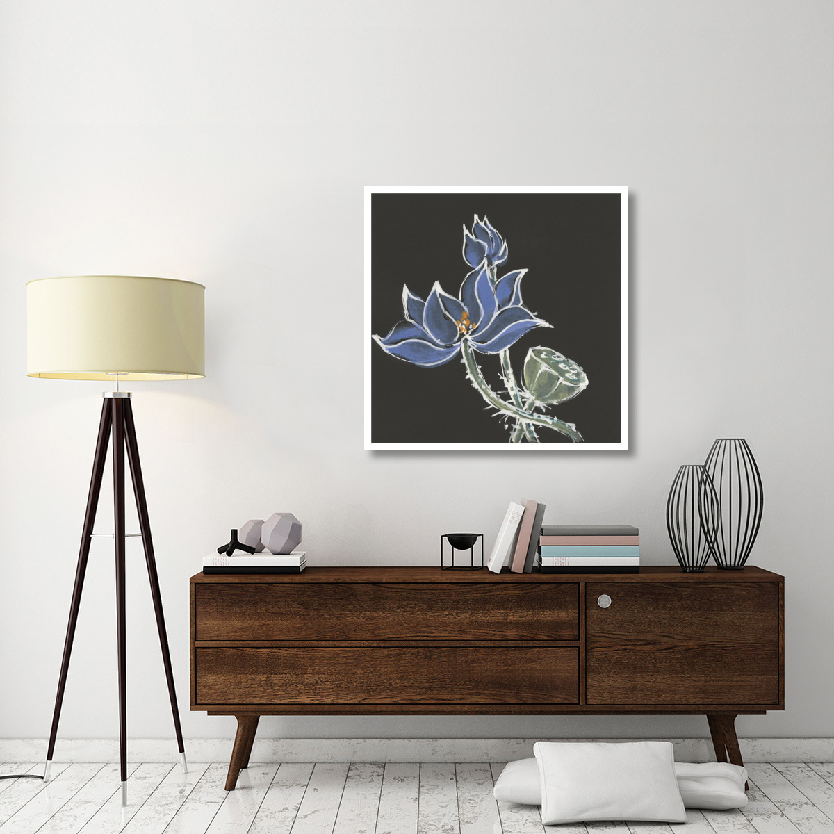 Lotus on Black VI -Paper Art-38&quotx38"
