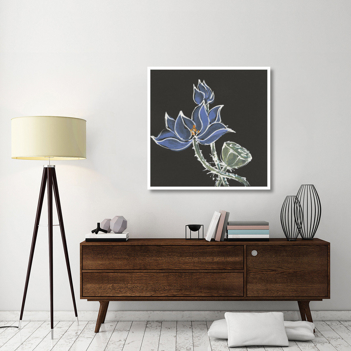 Lotus on Black VI -Paper Art-42&quotx42"