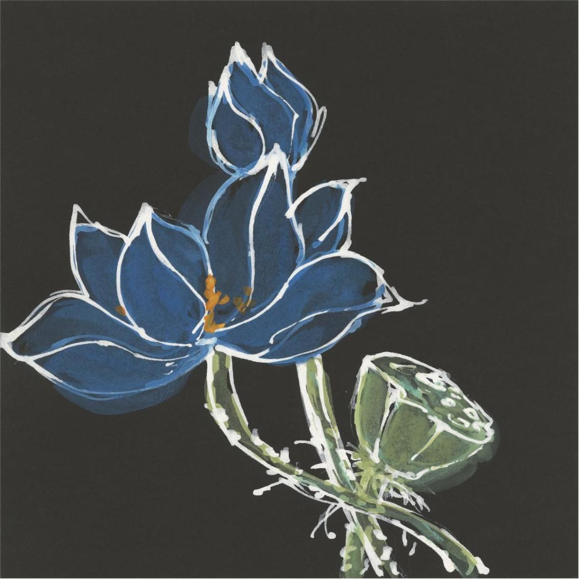 Lotus on Black VII -Paper Art-38&quotx38"