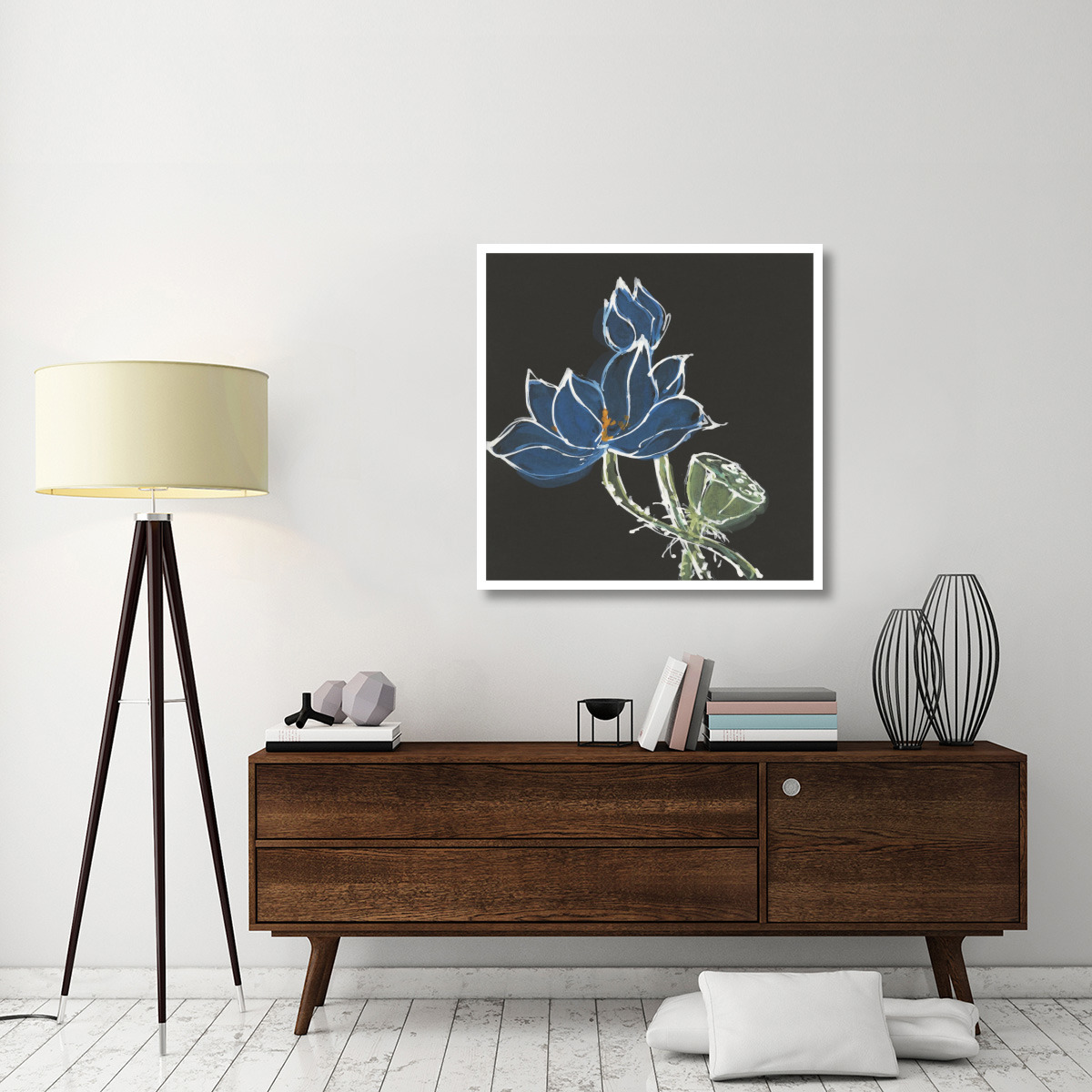 Lotus on Black VII -Paper Art-38&quotx38"