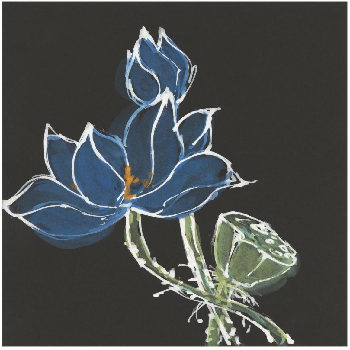 Lotus on Black VII -Paper Art-42&quotx42"