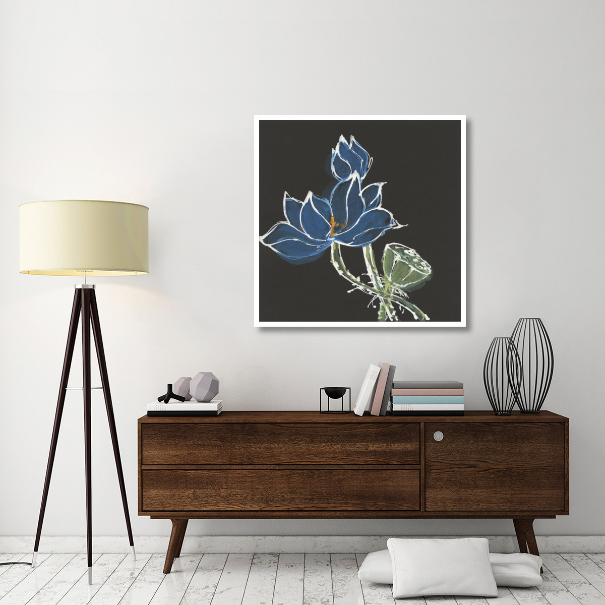 Lotus on Black VII -Paper Art-42&quotx42"