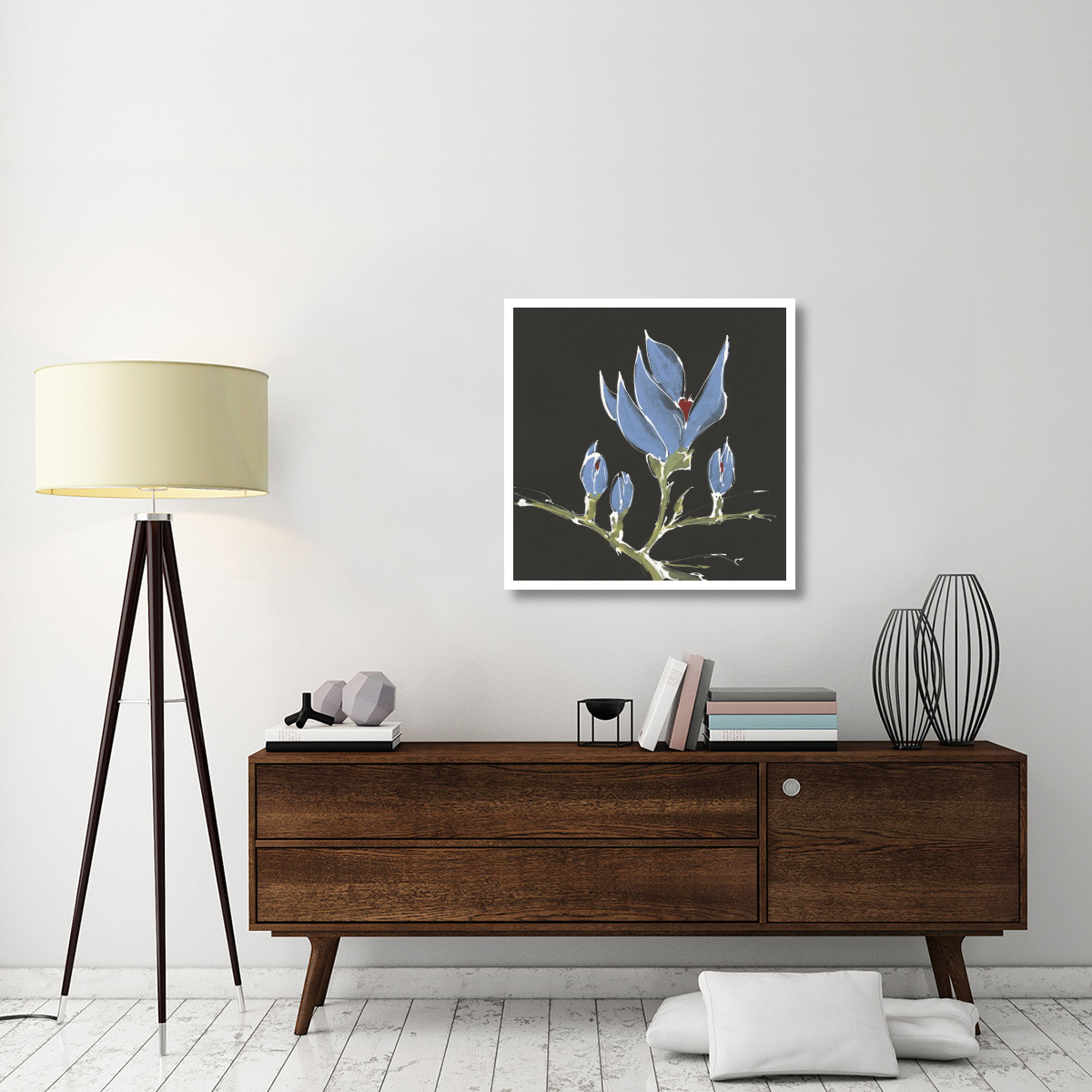 Magnolia on Black I -Paper Art-32&quotx32"