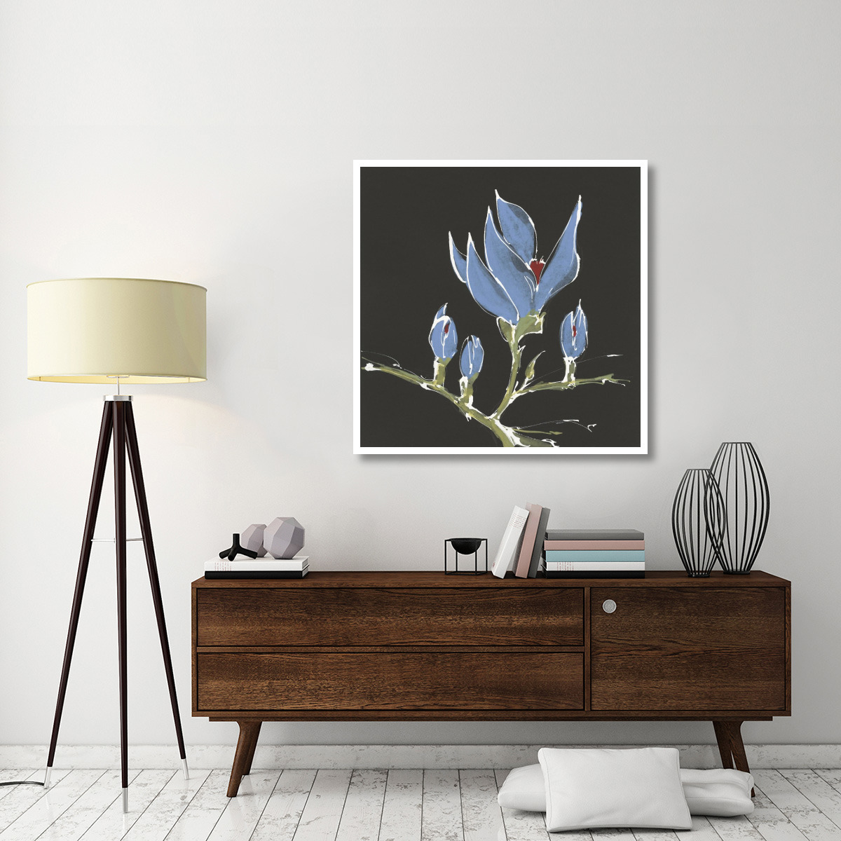 Magnolia on Black I -Paper Art-42&quotx42"