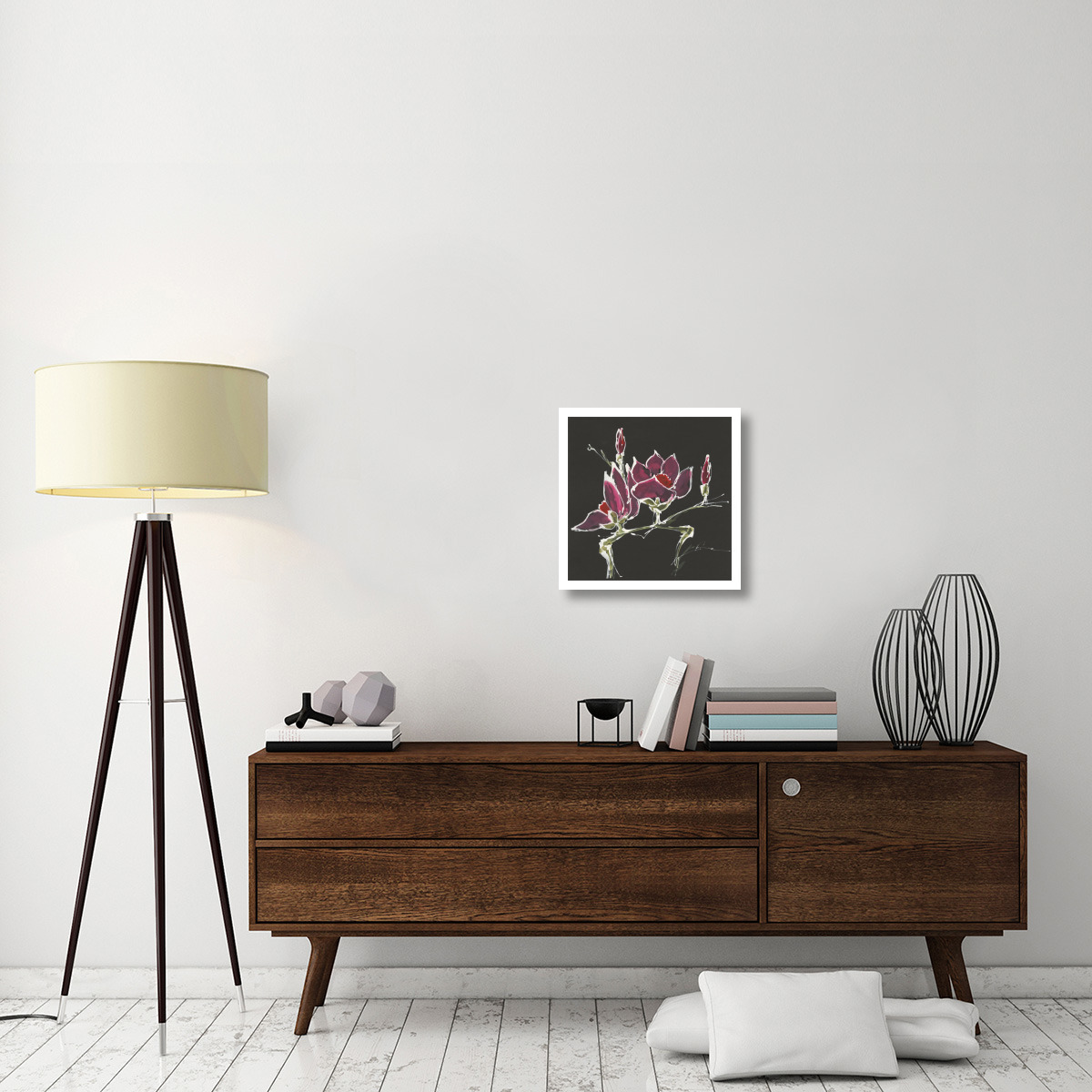 Magnolia on Black III -Paper Art-20&quotx20"