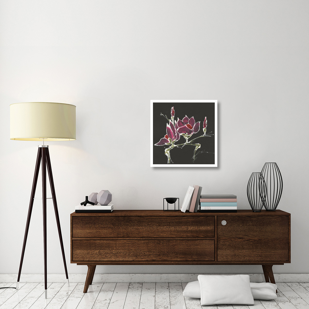 Magnolia on Black III -Paper Art-26&quotx26"