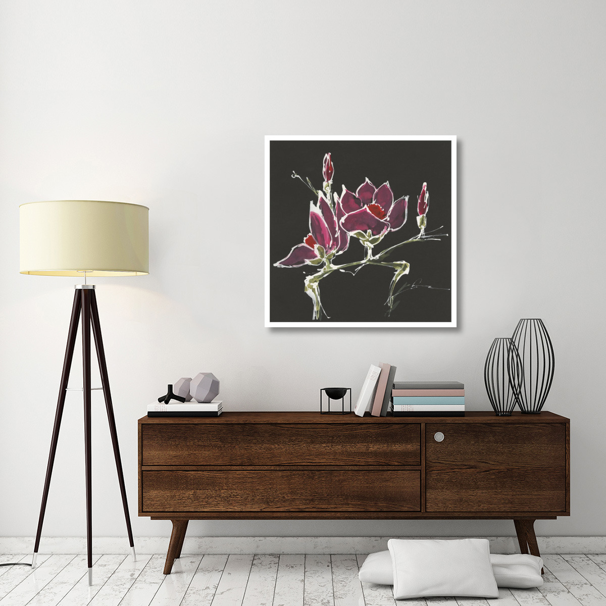 Magnolia on Black III -Paper Art-38&quotx38"