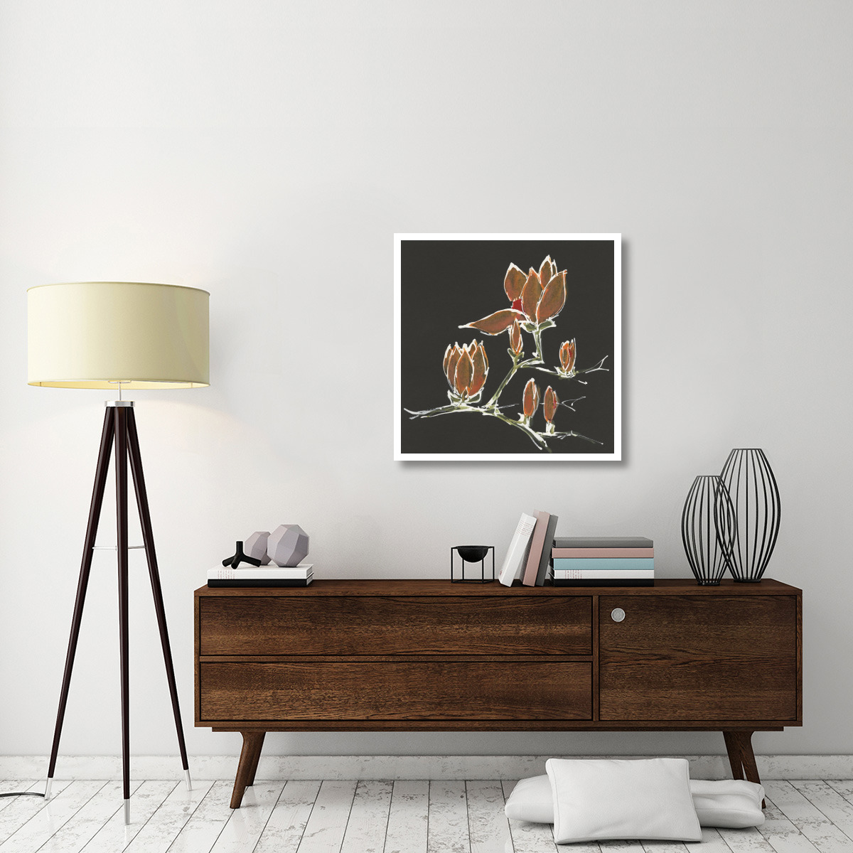 Magnolia on Black IV -Paper Art-32&quotx32"