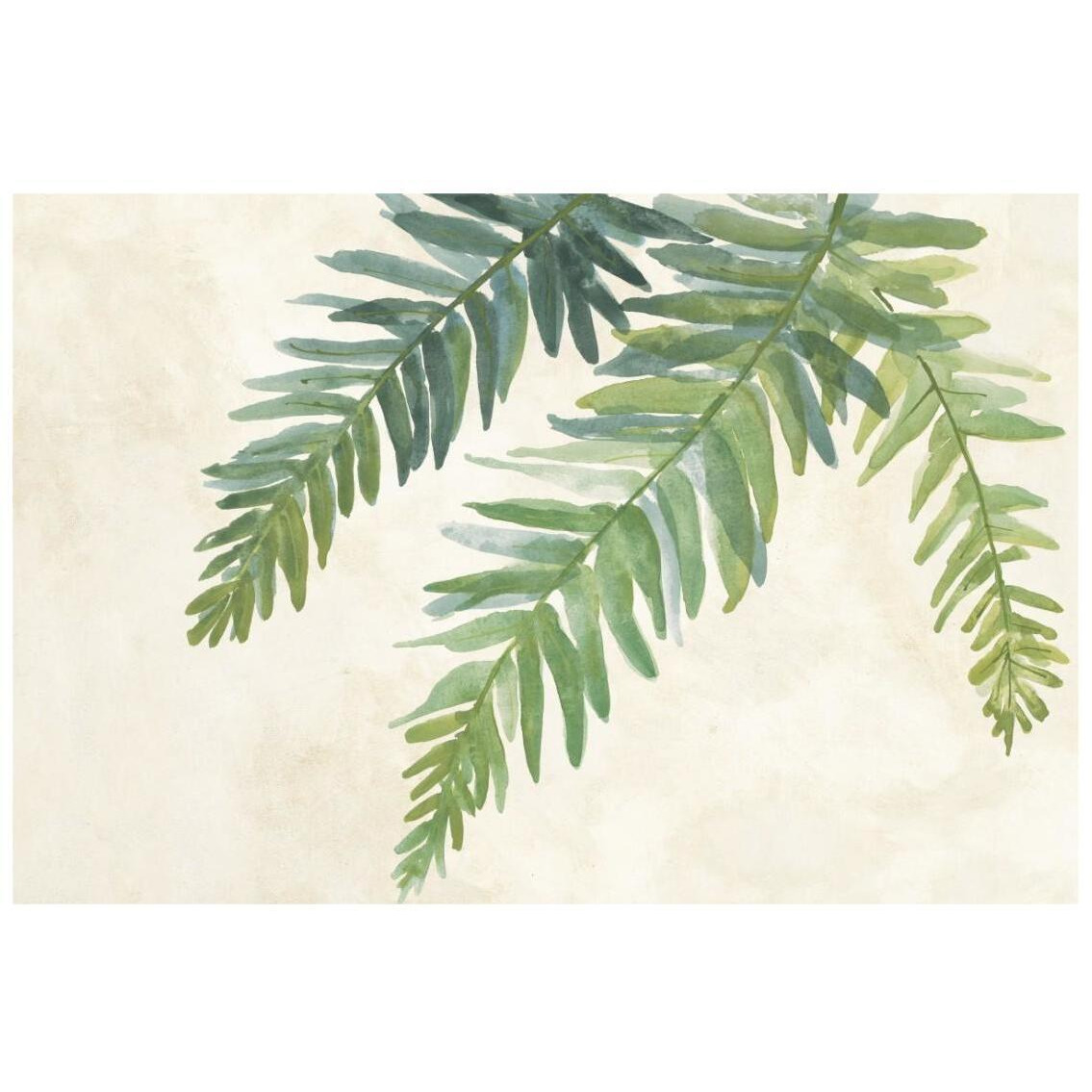 Ferns Square I on Cream -Paper Art-26&quotx18"