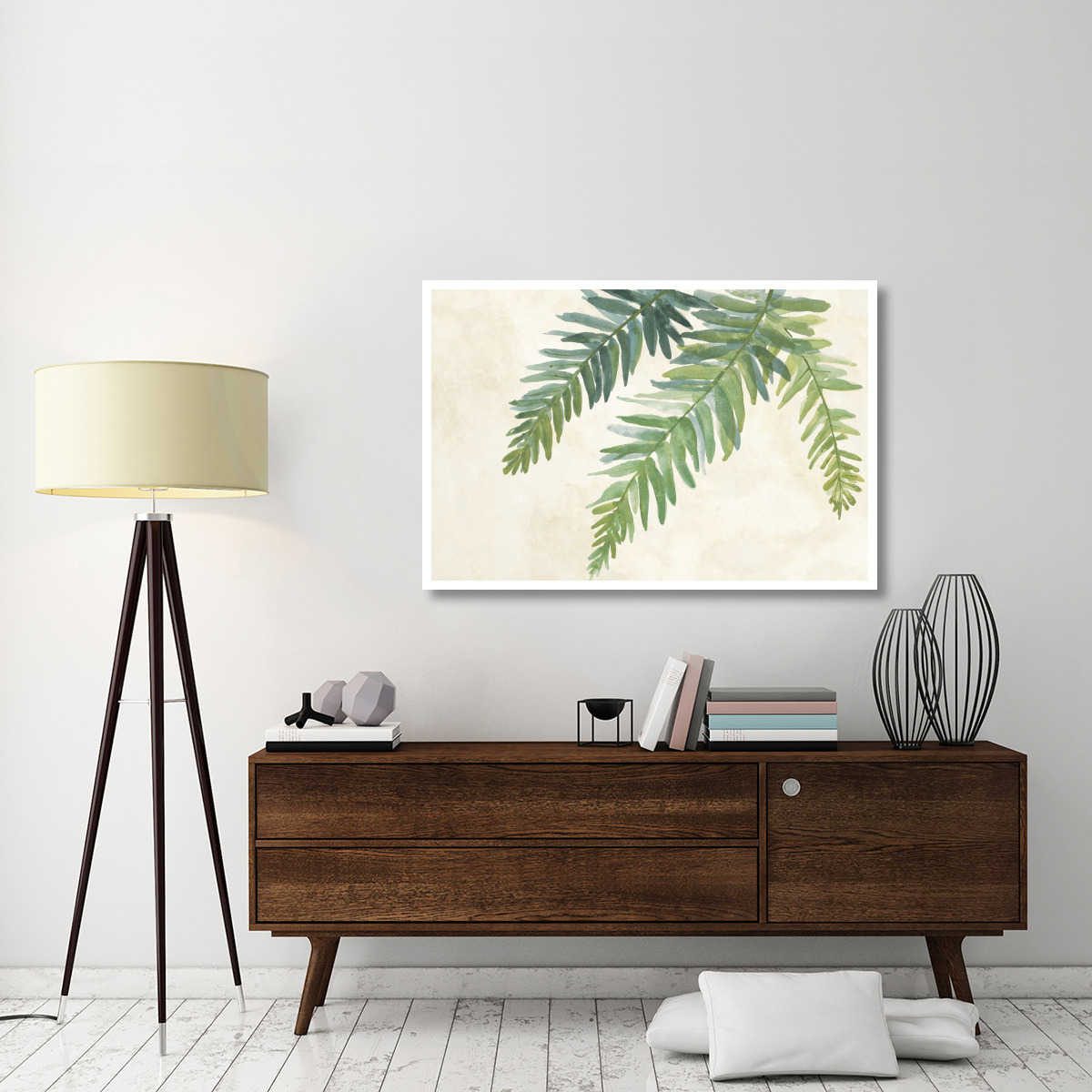 Ferns Square I on Cream -Paper Art-50&quotx34"