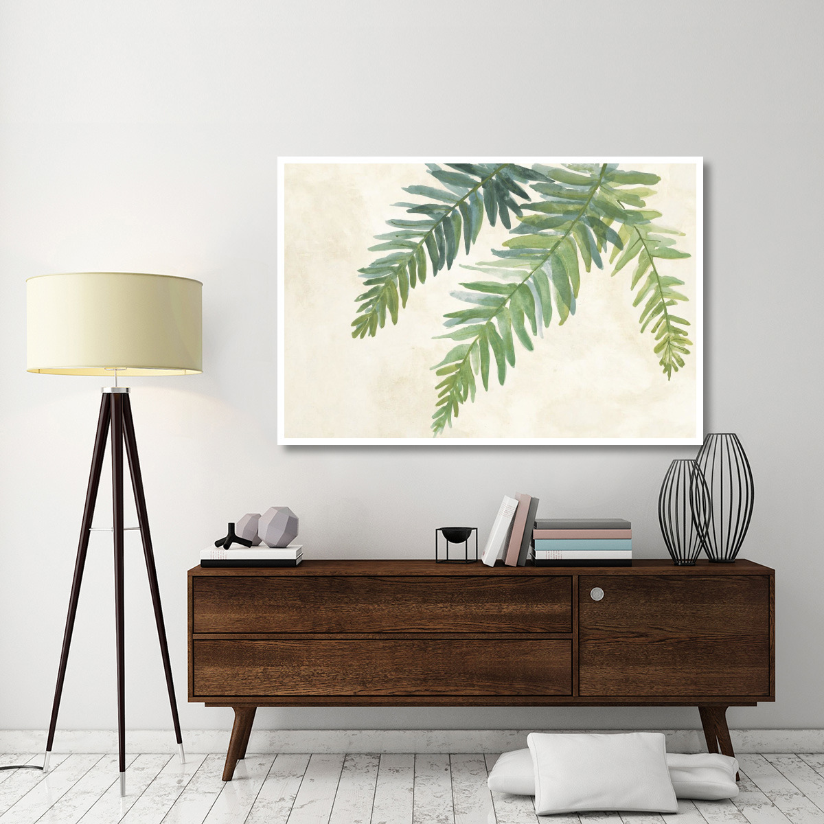 Ferns Square I on Cream -Paper Art-62&quotx42"