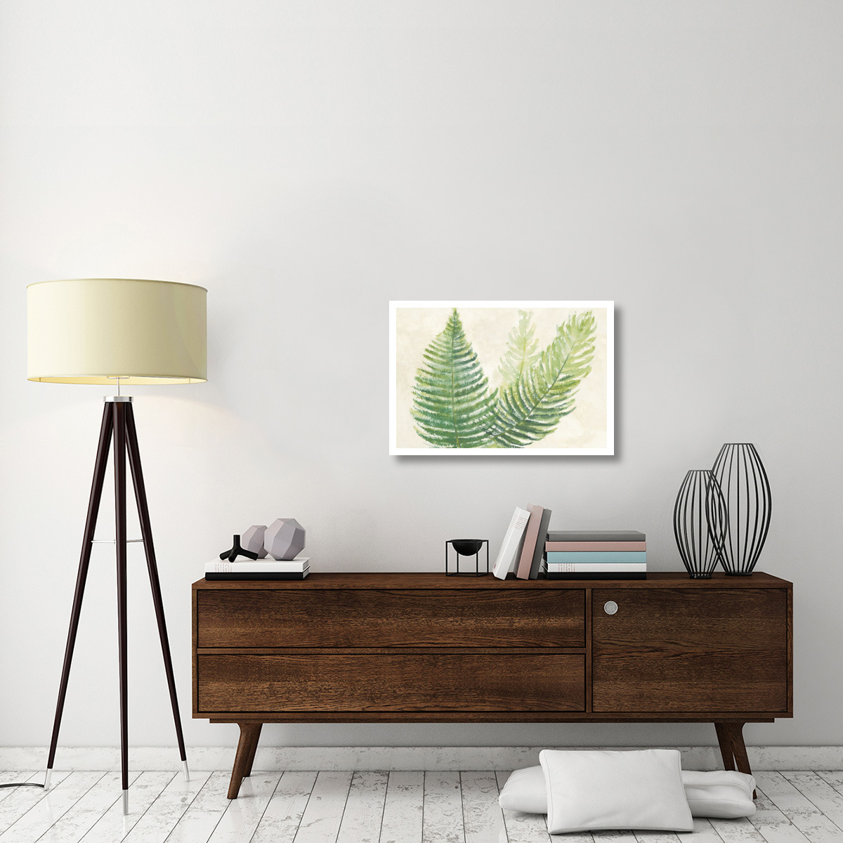Ferns Square III v2 on Cream -Paper Art-32&quotx22"