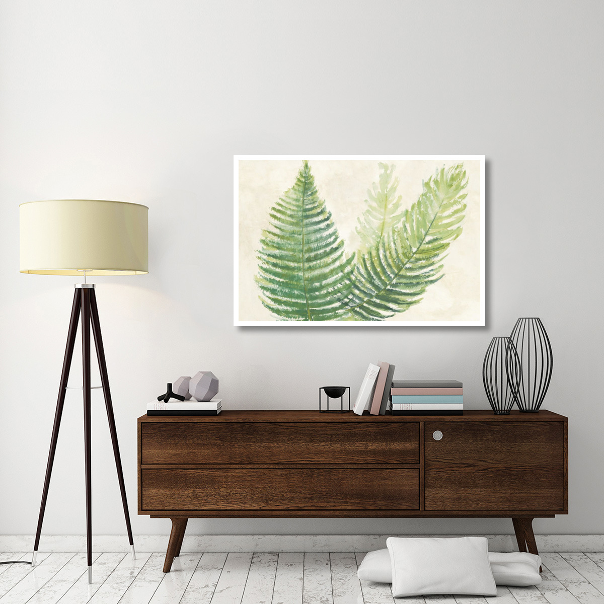 Ferns Square III v2 on Cream -Paper Art-50&quotx34"
