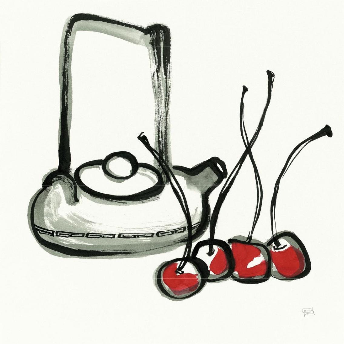 Tea and Cherries -Paper Art-38&quotx38"