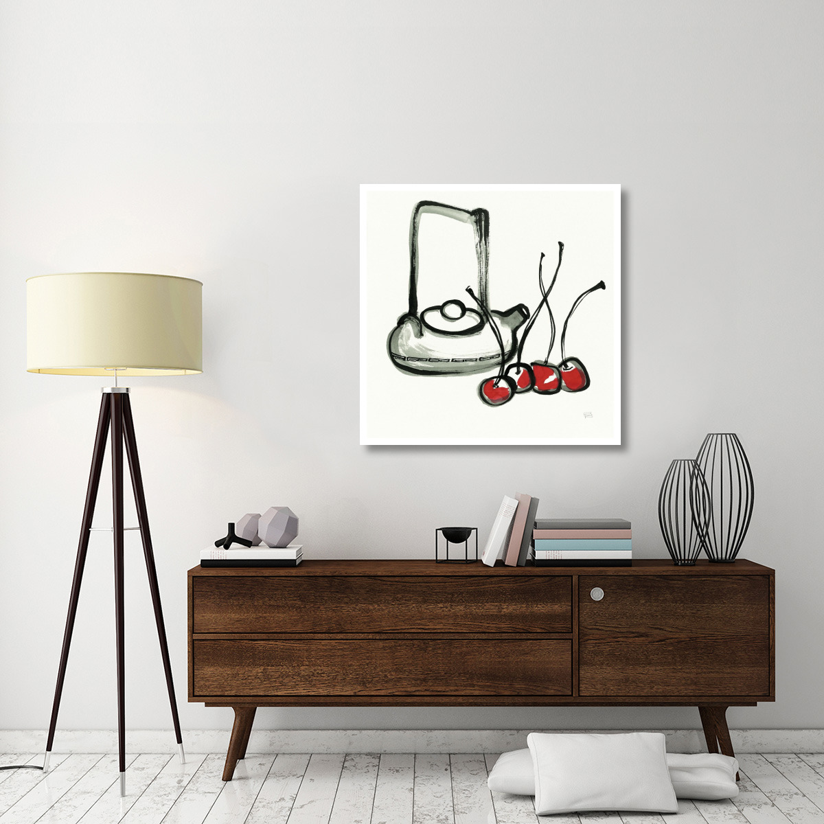 Tea and Cherries -Paper Art-38&quotx38"