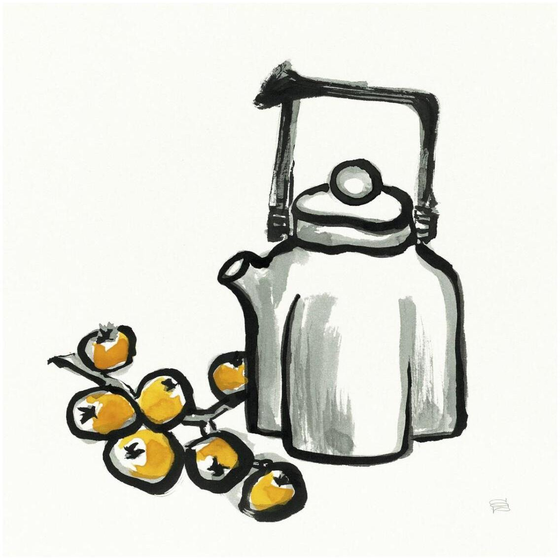 Tea and Loquats -Paper Art-32&quotx32"
