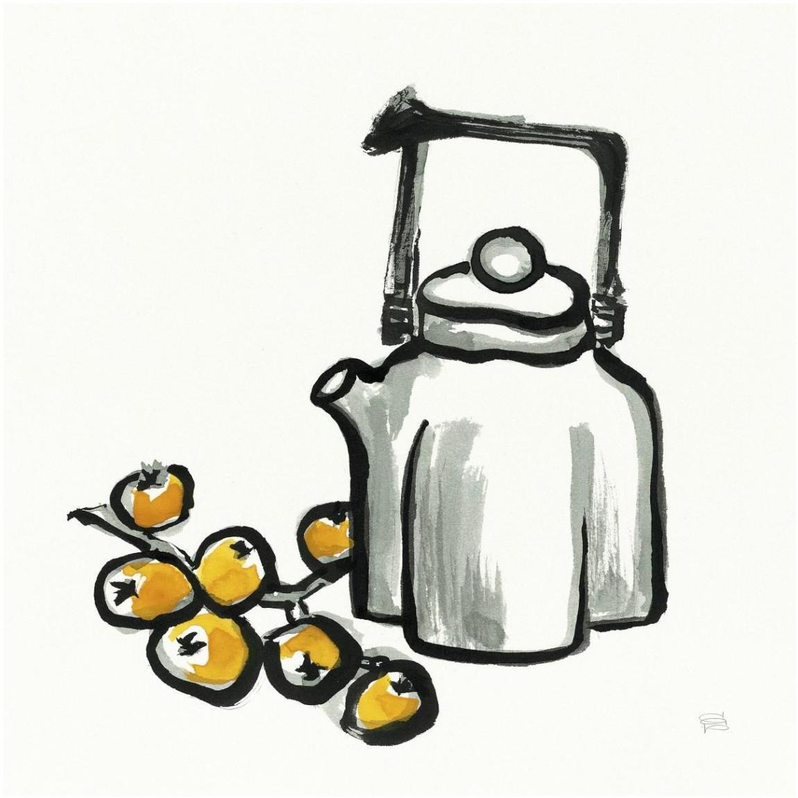 Tea and Loquats -Paper Art-42&quotx42"