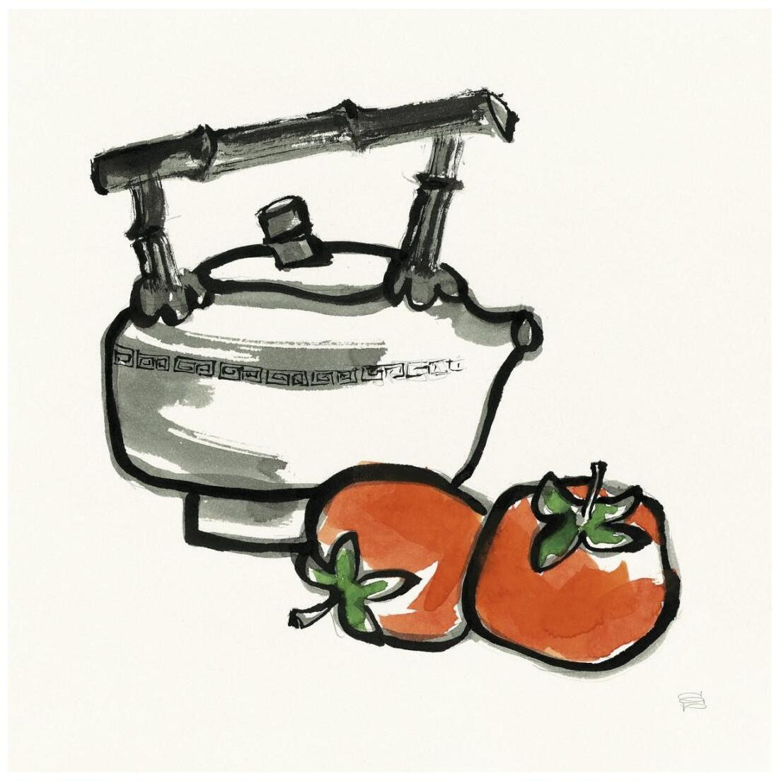Tea and Persimmons -Paper Art-20&quotx20"