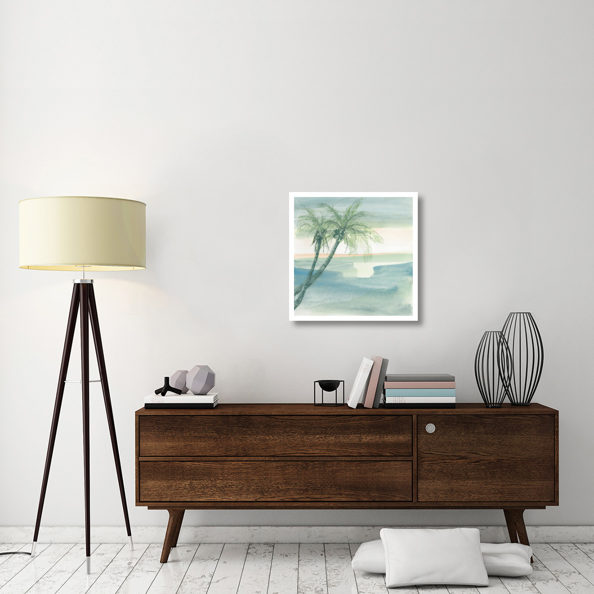 Peaceful Dusk I Tropical -Paper Art-26&quotx26"