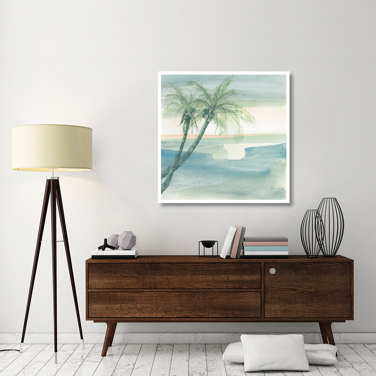 Peaceful Dusk I Tropical -Paper Art-42&quotx42"