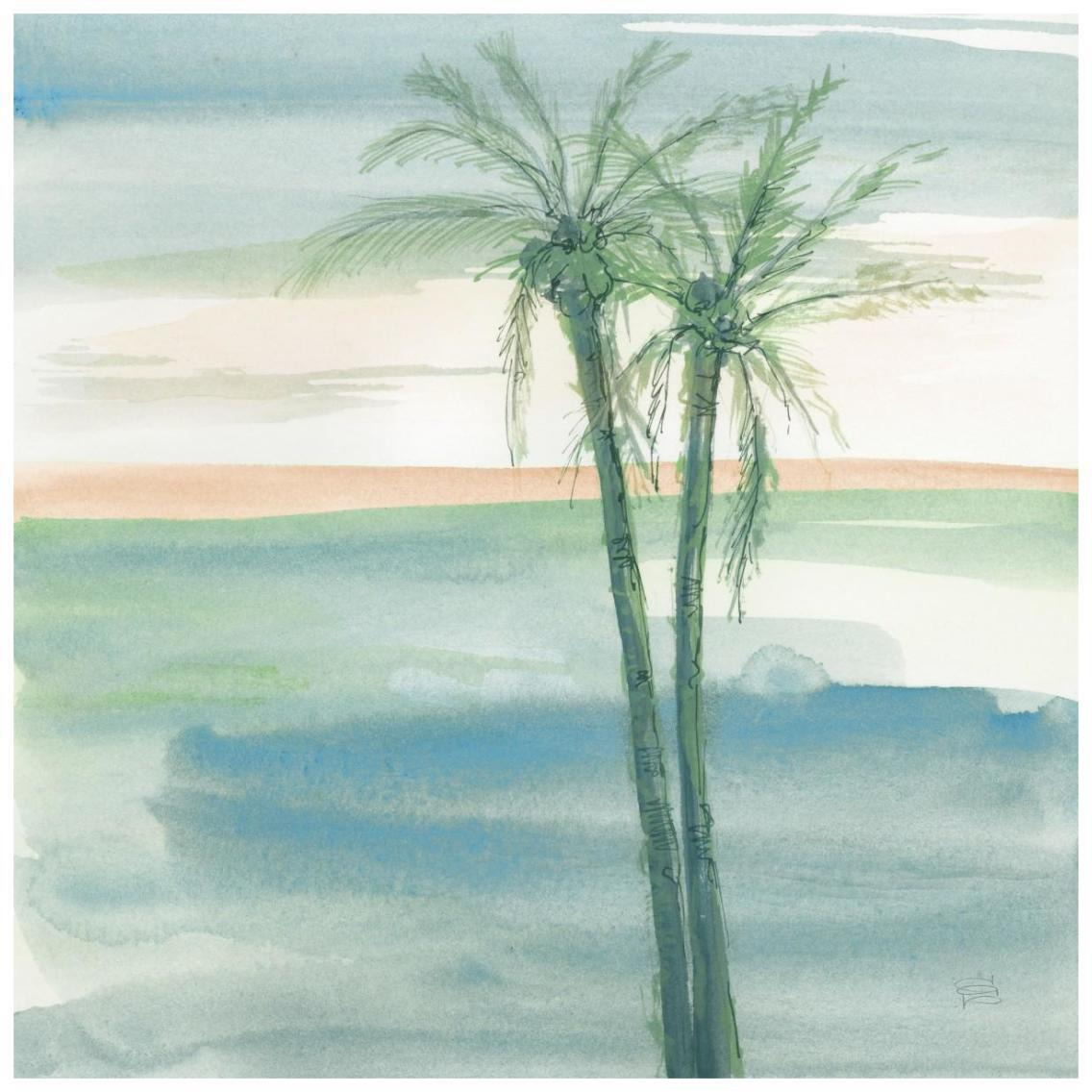 Peaceful Dusk II Tropical -Paper Art-26&quotx26"