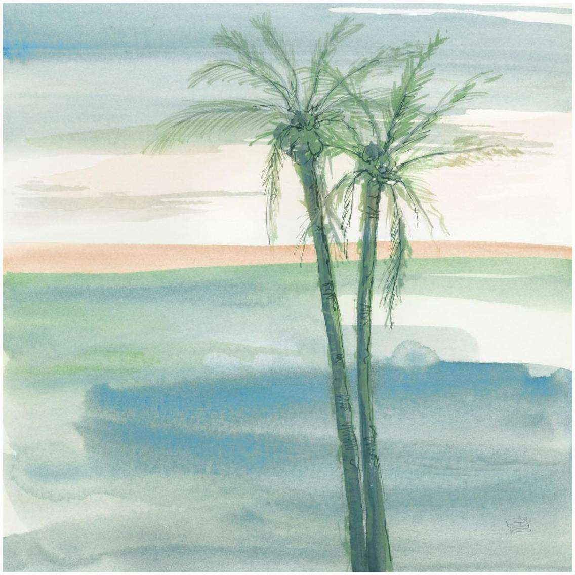 Peaceful Dusk II Tropical -Paper Art-32&quotx32"