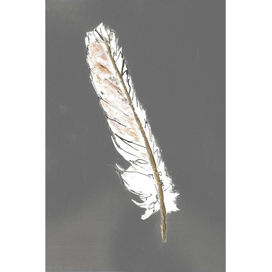 Gold Feathers II on Grey -Paper Art-34&quotx50"