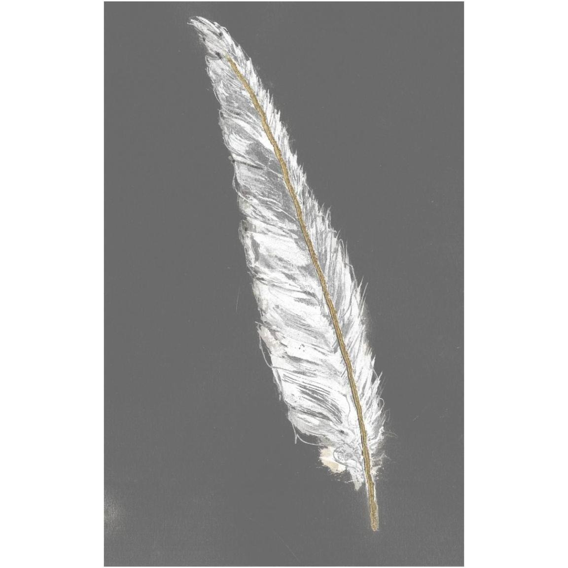 Gold Feathers VI on Grey -Paper Art-30.16&quotx46"