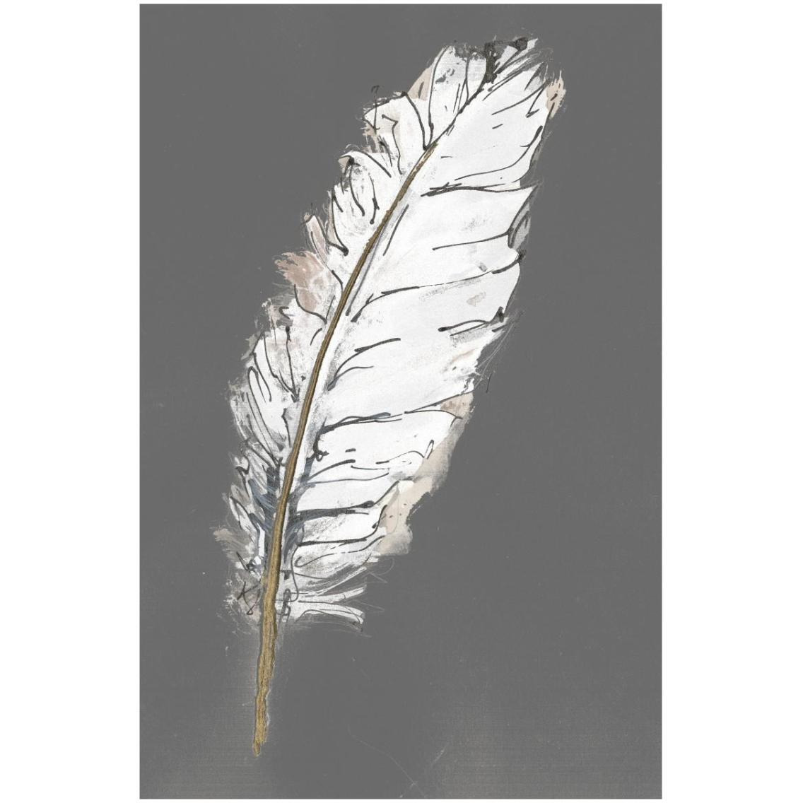 Gold Feathers VII on Grey -Paper Art-22&quotx32"