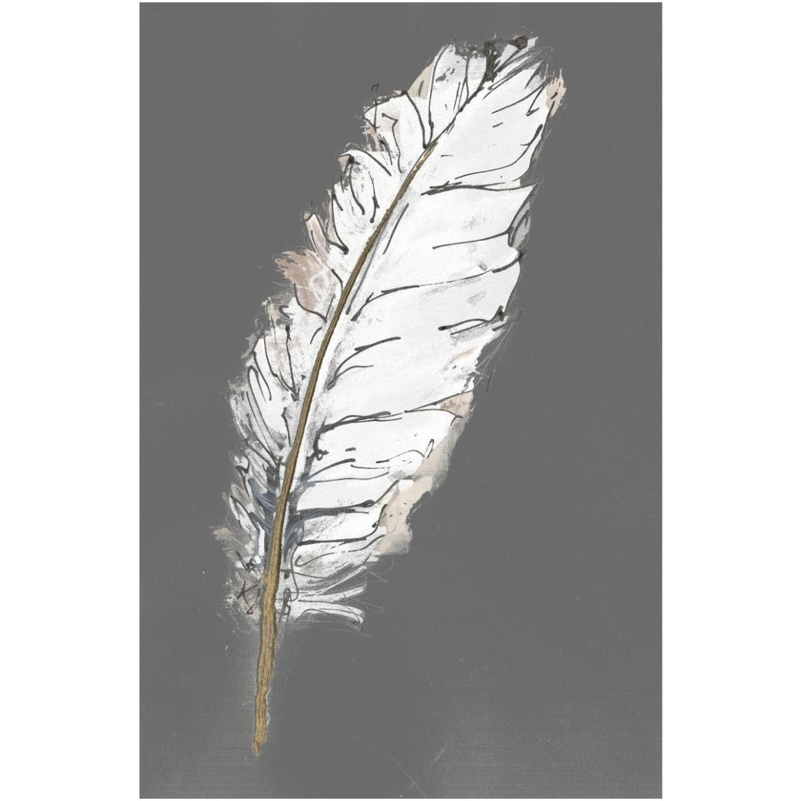 Gold Feathers VII on Grey -Paper Art-42&quotx62"