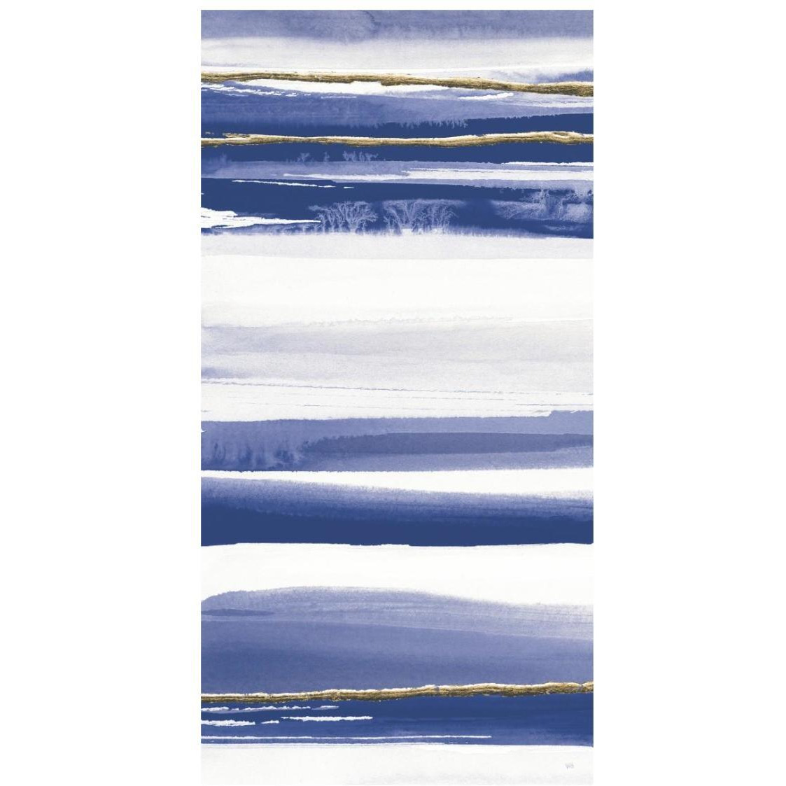 Gilded Grey III Indigo and White Crop -Paper Art-14&quotx26"
